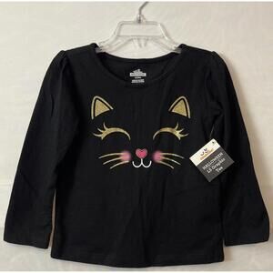 Celebrate Halloween Girls 2t Black Cat Print Graphic Tshirt NWT! A2209